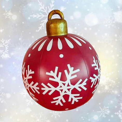 Boule de Noël géante de 60 cm, boule transparente, boule de Noël gonflable géante, boule de Noël gonflable d'extérieur, décorations de Noël en PVC (D) (1/5)