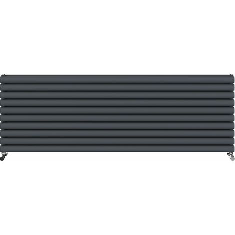 Warmehaus Horizontal Radiator Oval Double Anthracite 590x1800mm (1/5)