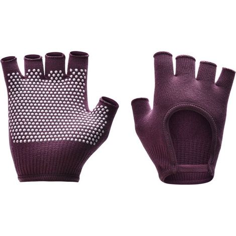 Gants de yoga pour femmes - Gants de yoga antidérapants - Gants d'entraînement respirants - Gants de sport antidérapants avec picots en silicone - violet foncé (1/5)