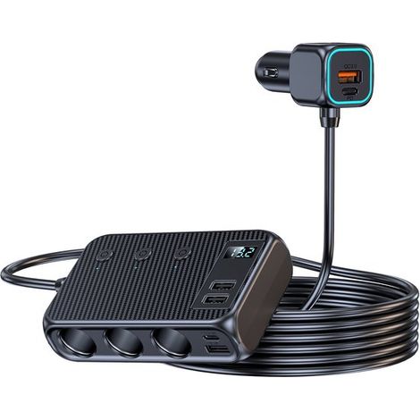 Cargador de coche USB-C 9 en 1，171 W con 3 tomas USB-C de 12 V/24 V para encendedor de cigarrillos (1/5)
