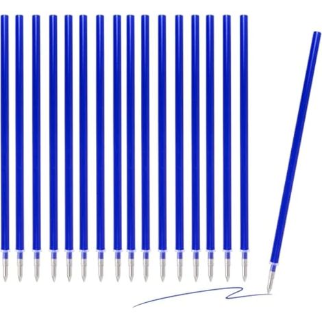 16 Recharges Bleus Effaçables 0,7 mm, Recharge pour Stylo Gel Effaçable, Recharges Stylos Effaçables pour Légami, Hauteur 13 cm (1/4)