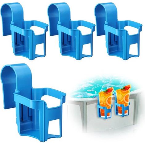 Confezione da 4 portabicchieri multifunzionali per piscina, supporti per bicchieri da appendere, antigoccia, portabicchieri in plastica per bordo piscina (blu) (1/5)