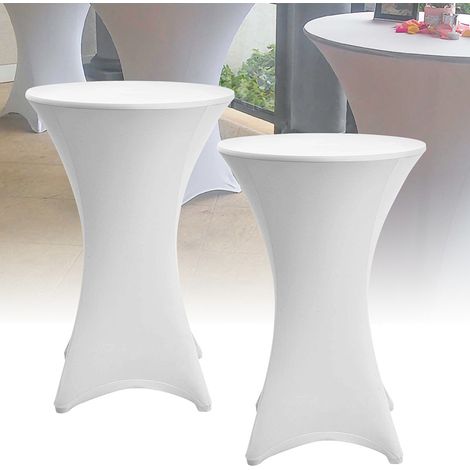 Randaco 2× Stehtischhusse Stretch Weiß Ø 60×110 cm – Elastischer Bistrotisch Überzug für Events & Feiern