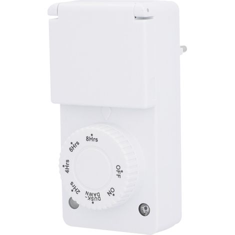 Zeitschaltuhr Countdown- und Dämmerungsfunktion weiß mechanisch, weiß, IP44 Zeitschaltuhr
