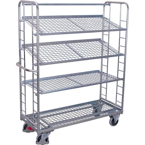 VARIOfit Etagenwagen mit 4 Drahtgitterböden verzinkt 1.355 x 550 mm (1/2)