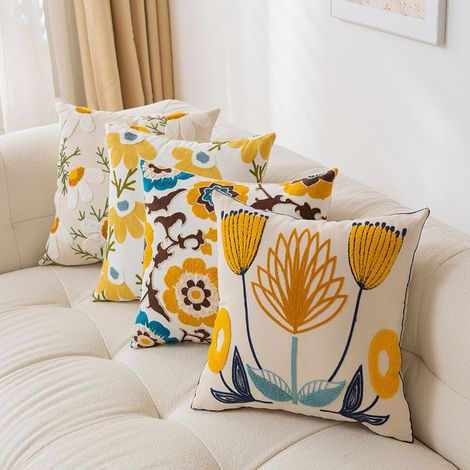 Lot de 4 housses de coussin décoratives pour canapé, extérieur et jardin, 45 x 45 cm, Style 4. (1/5)