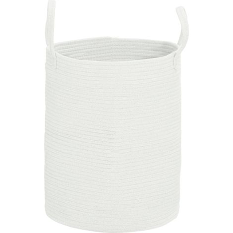 Cesto Portabiancheria Pieghevole con Manici 36L Ø38x45 cm in Cotone Naturale Bianco Crema (1/5)