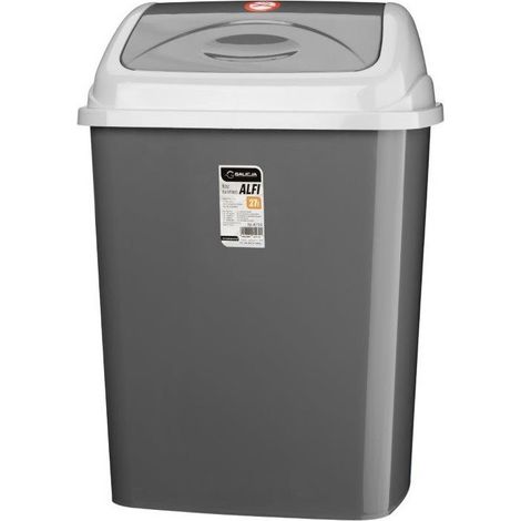 Cubo de basura Alfi de 27 litros con tapa abatible para basura, gris oscuro, alto