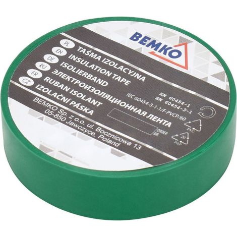 Ruban Isolant PVC Vert - 19mm x 20m - Épaisseur 0,13mm - Adhésif Électrique