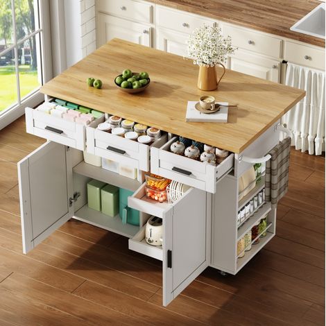 Table extensible cuisine 120x70 cm MDF naturel blanc HAVRYA (1/5)
