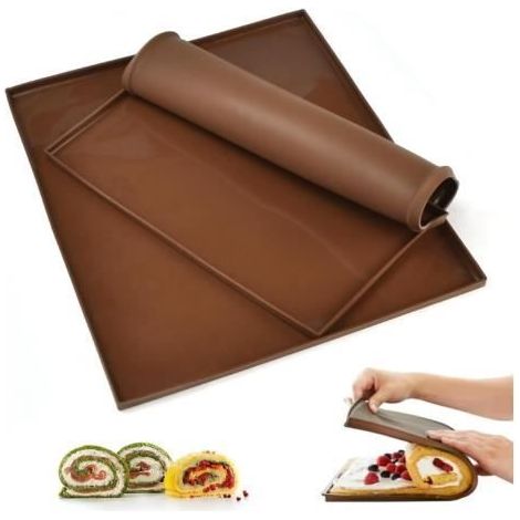 2PCS Tapis de Cuisson Silicone Plaque de Gâteau Antiadhésif Plateau à Rouler pour Biscuits Pizza Pain Mousse (1/4)