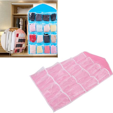 Wandorganizer für Türen und Kleiderschränke, Polyester, 72 x 42 cm mit 16 Innentaschen (rosa) (1/5)