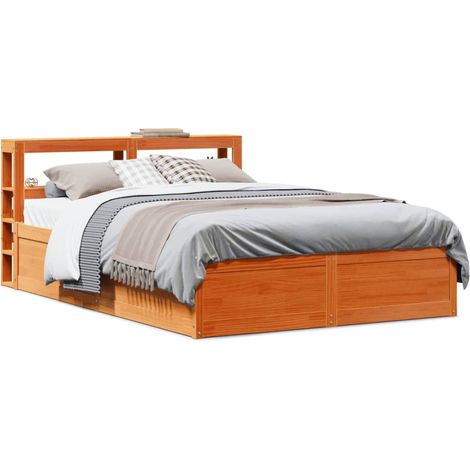 Bed Frame with Headboard Wax Brown 140x200 cm Solid Wood Pine vidaXL (1/5)