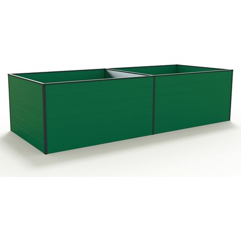 GFP Hochbeet Kräuter-Gemüse-Beet KINGSIZE DANIELA Aluminium - 297 x 119 x 77 cm - Grün - formstabil und witterungsbeständig mit Aluminium-Hohlkammerprofilen