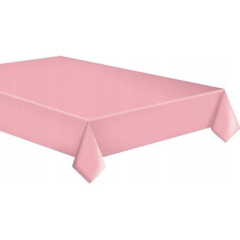 Tovaglia di carta rosa a pois bianchi 120x180 cm (1/4)