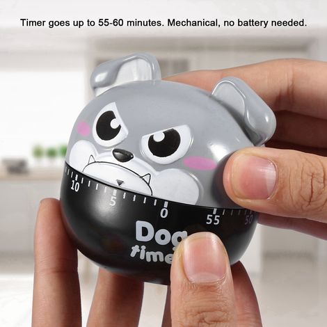 Minuteur de cuisine mécanique chien mignon compteur manuel pour rappel de cuisson domestique outil gris (1/5)