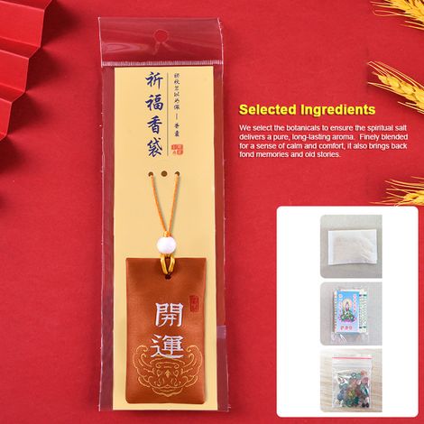 Pendentif Sachet de Sel Spirituel Buddhist - Sac Brodé à Attraction Financière en Tissu 60mm - 1 Sachet + 1 Sac, Multicolore (1/4)
