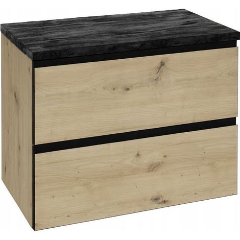 Set di mobiletto da bagno sospeso sottolavabo con piano nero 60x50x46cm Modus (1/5)