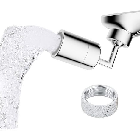 2 Modes Réglable Aérateur pour Robinet, 720 Degrés Grand Angle Tête de Robinet de Cuisine Mousseur Robinet pour Salle De Bain - Chrome (M24) (1/5)