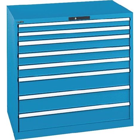 Schubladenschrank 54x36E H1000xB1023xT725mm 6Schubladen Vollauszug RAL5012 LISTA (1/2)