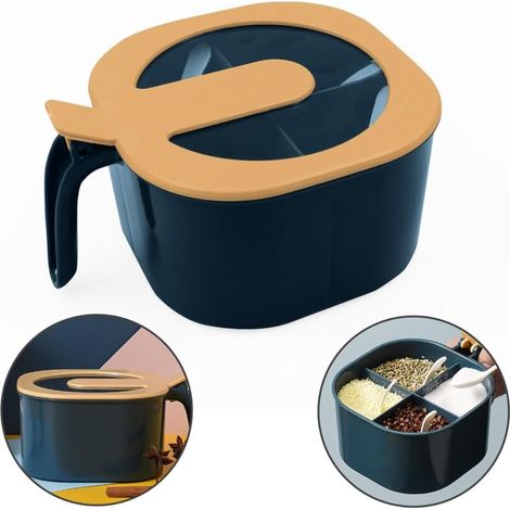 Bocaux Bocal Recipient Pot D'Assaisonnement - Quatre En Un, Boite Cube, CuillèRes Individuelles, Maison Sucre D'éPices, Avec Couvercle Pot, Epices Assaisonnement Box éPices Cuisine, LéGèReté (1/4)