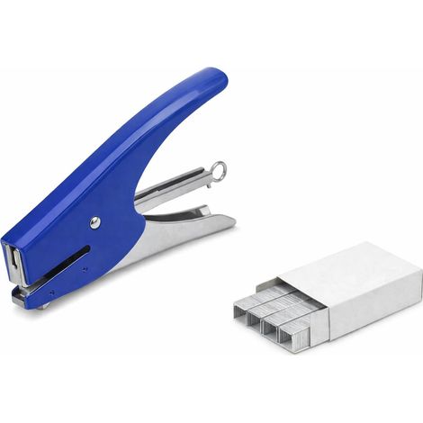 Agrafeuse agrafeuse manuelle à pince avec 1000 points offerts taille 6/4 compatible avec 130/E (Bleu) (1/5)