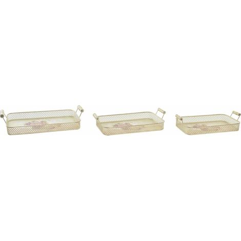 DKD Home Decor Set of Rosa Metall Aluminium Tabletts 8 cm 40 x 21 x 8 cm (3 Einheiten) - - Mark EAN: 8424001945719 (1/3)