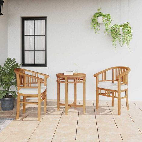 Stuhl mit Kissen 2 pcs Braun 63 x 58 x 89 cm Massivholz Teak