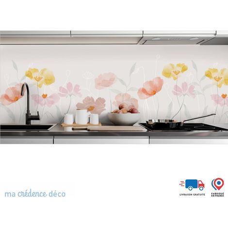 Crédence : Fleurs aquatiques colorées 2 - Alu composite - 120 - 60 (1/3)