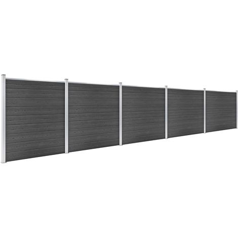 Clôture WPC/Ensemble de Panneau de Clôture,Barrière de jardin 872x186 cm Noir -94737