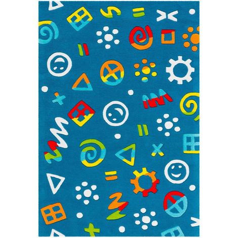 Tapis tissé spirit glowy 3146 blau icons - 110 x 160 cm