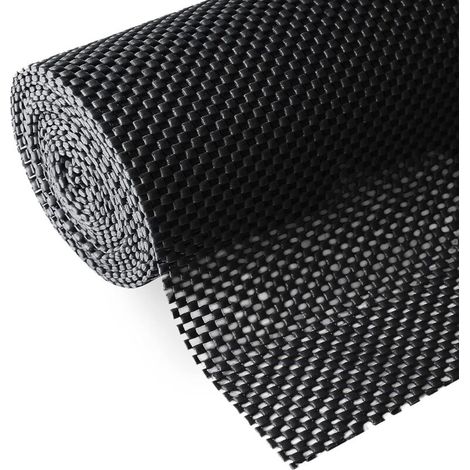 Revêtements d'étagère, 50 x 150 cm, non adhésifs, enroulables, antidérapants, durables et résistants au nettoyage, adaptés aux armoires, cuisines et meubles de rangement, noirs (1/4)
