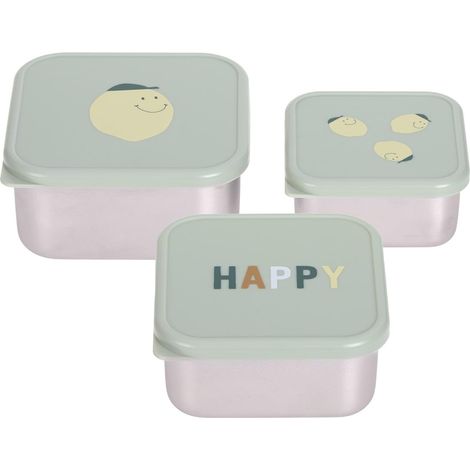 Snackbox enfants Set 3 en acier inoxydable boîte à pain/Snackbox Stainless Steel Happy Fruits Lemon (1/5)