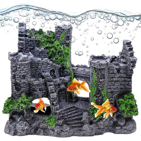 Décoration aquarium château, Décoration aquarium château, Décoration Fish Tank Résine Aquarium Cottage Château Ornement 17 X 14 X 7cm (1/3)