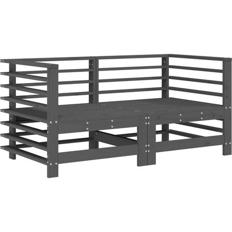 Maison Exclusive - Garten-Ecksofas 2 Stk. Grau Massivholz Kiefer