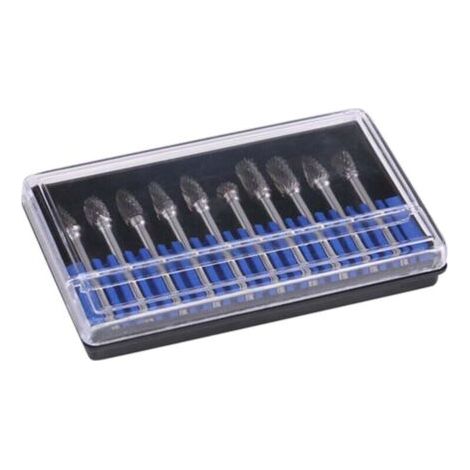 Lot de 10 limes rotatives en acier au carbure de tungstène, tige de 3 mm, diamètre de coupe de 6 mm, double coupe (1/4)
