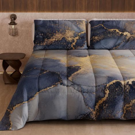 Couette imprimée 170 × 260 cm, Marbre Bleu Nuit (1/5)
