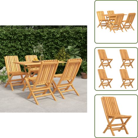 Tavolo in teak - vidaXL Set da Pranzo per Giardino 5 pz in Legno Massello di Teak - Sedie pieghevoli