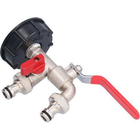 Doppelanschluss für IBC-Behälter, Messingverbinder, Tankablassventil, Doppelhahn, Gewindetankadapter, Sanitärteil (1/5)