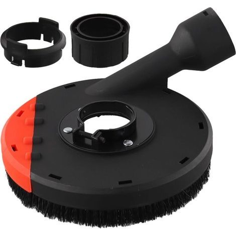 Couvercle anti-poussière pour meuleuse d'angle de 150 mm, orifice d'aspiration de poussière de 43 mm avec couvercle amovible et brosse annulaire, carter de protection en ABS compatible avec Va
