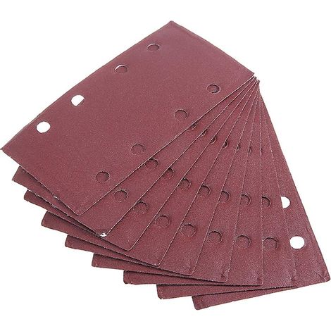 Lot de 10 feuilles de papier abrasif 93 x 185 mm, 8 trous, grain 240, pour ponceuse orbitale rectangulaire (1/5)