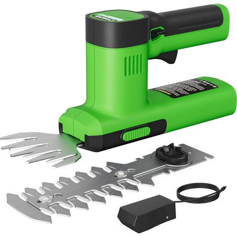 12V Cordless Lawn Shear/Hedge Trimmer with 2000mAh Battery, 2 in 1 Electric Garden Shear/Hedge Trimmer (WHT12, Green) (1/5)