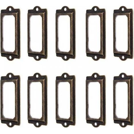 50Pcs porte-étiquette 60 x 17 mm métal bronze vintage porte-étiquette porte-cartes bibliothèque tiroir armoire (1/5)