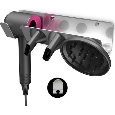 1 Support mural, Acier inoxydable, Crochet prise, Anti-rayures, Pour sèche-cheveux Dyson Supersonic (1/5)