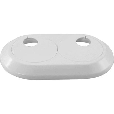 tecuro Doppel-Scharnierrosette Ø 28 mm, Rohrabstand einstellbar von 35 - 58 mm - weiß (1/2)