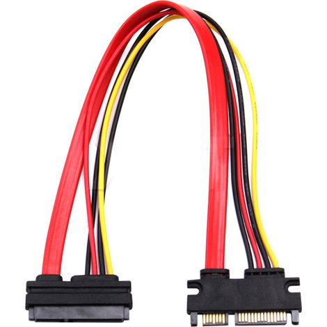 1 câble d'extension SATA 22 broches mâle/femelle, 30 cm, pour disque dur, connecteur combiné données et alimentation (1/5)