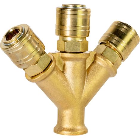 Güde Druckluft-Verteiler 3-fach 3/8" IG Schnellkupplungen (1/5)