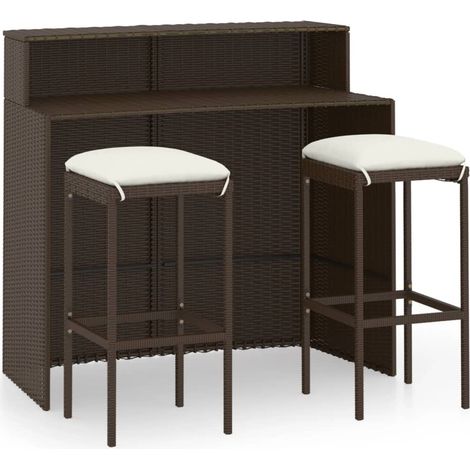 Maison Exclusive - Set Bar da Giardino 3 pz con Cuscini Marrone