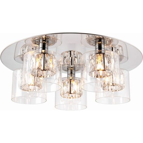 Endon Verina - 5 Light Flush Chrome, Vetro, G9