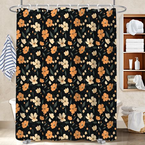 Rideau de bain imprimé polyester 180x180 poids aux ourlets protection douche pour une petite salle de bain (1/5)